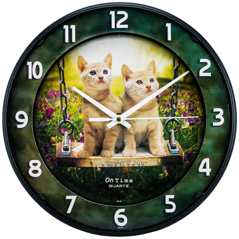 Jam Dinding Analog Animal Ontime Kucing JDTI234HIKU