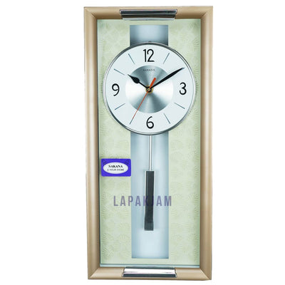 Jam Dinding Bell & Bandul Polos Minimalis Sakana Coklat Muda JDSA38CKMB