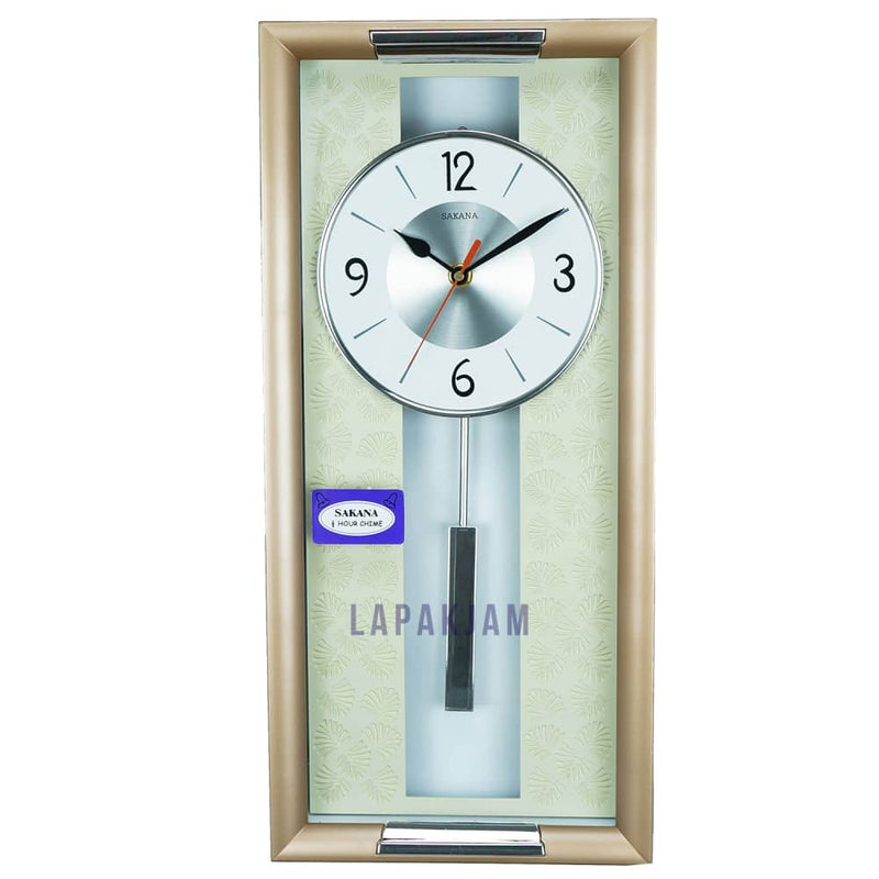 Jam Dinding Bell & Bandul Polos Minimalis Sakana Coklat Muda JDSA38CKMB