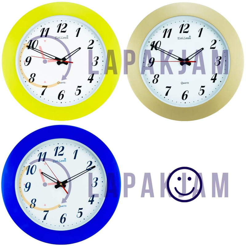 Jam Dinding Analog Polos Minimalis Estiloren Hijau JDTIPTS9DMGE