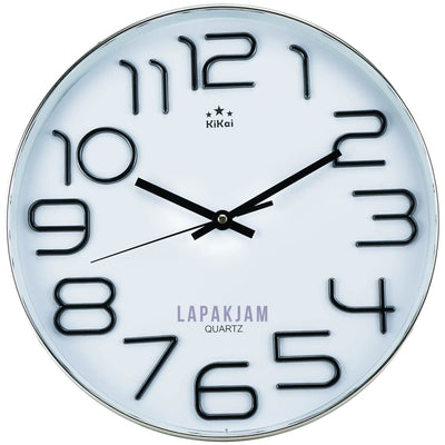 Jam Dinding Analog Polos Minimalis Kikai Silver JDKIWS-7377PSIL
