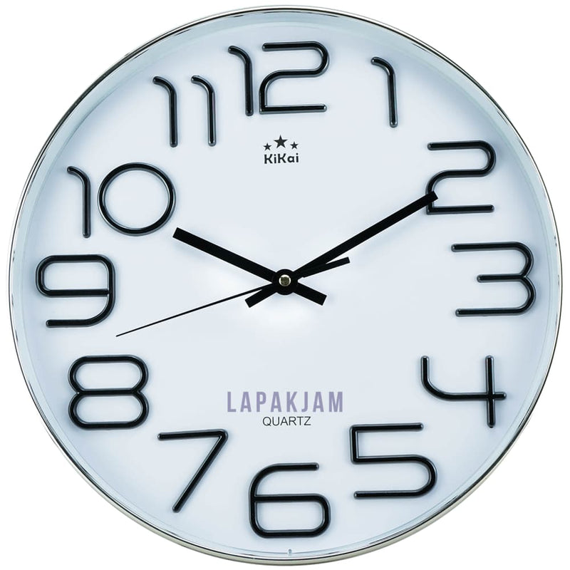 Jam Dinding Analog Polos Minimalis Kikai Silver JDKIWS-7377PSIL