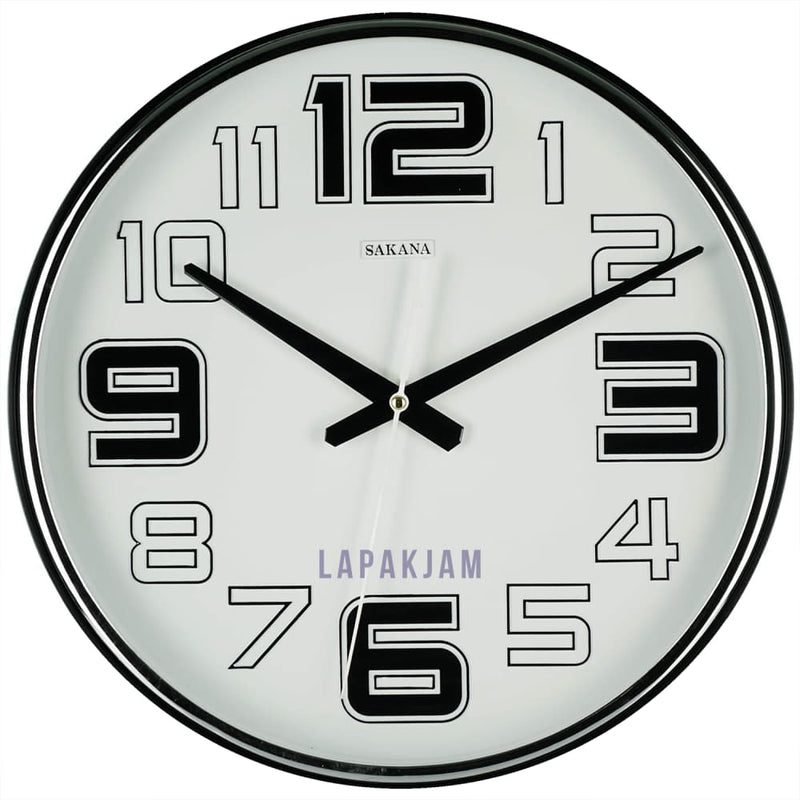 Jam Dinding Analog Polos Minimalis Sakana Hitam JDSAKA583HIT