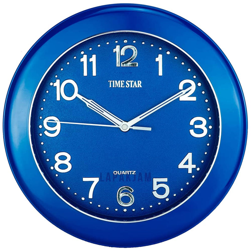 Jam Dinding Analog Polos Minimalis TimeStar Biru JDTI2129DWBIR