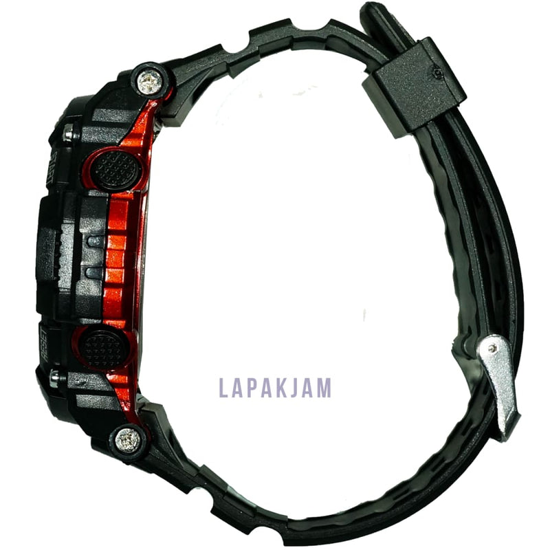 Jam Tangan Digital Sporty QnO Hitam Merah JAQNOD-05DHITMER