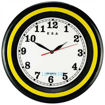 Jam Dinding Analog Polos Minimalis Esa Kuning JDES42UN