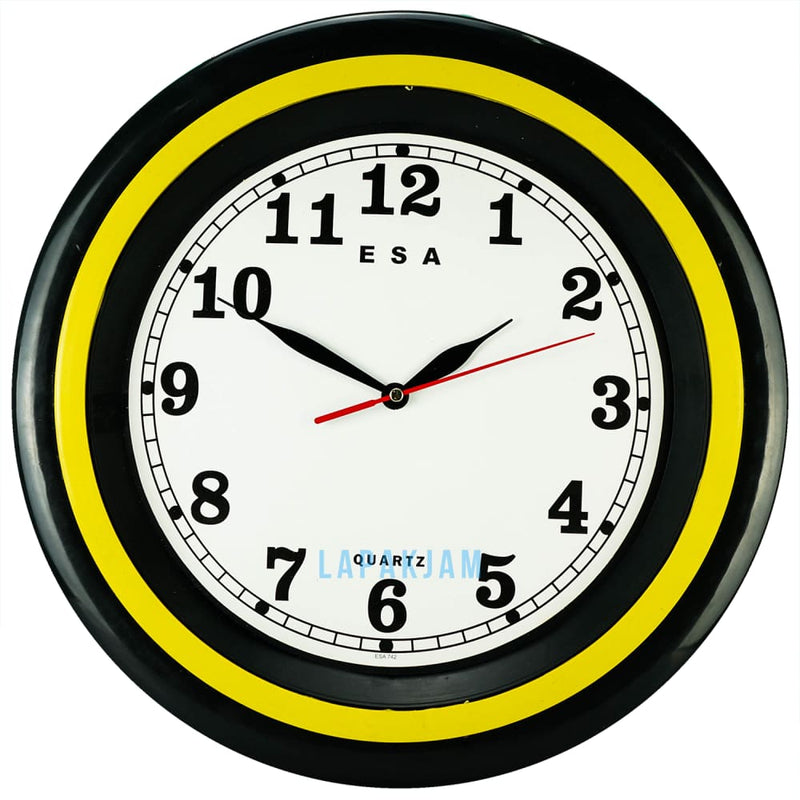 Jam Dinding Analog Polos Minimalis Esa Kuning JDES42UN