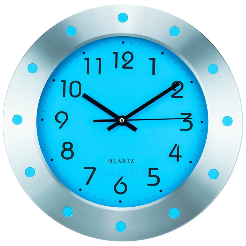 Jam Dinding Analog Polos Minimalis Stainless Biru JDST7036BIR