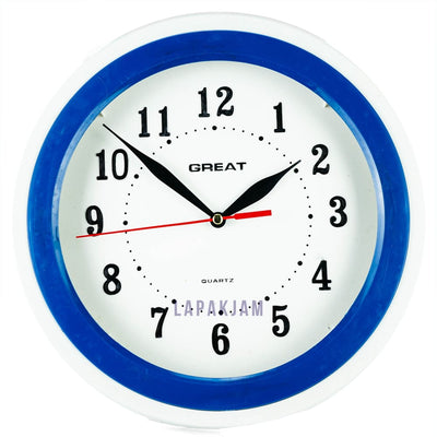 Jam Dinding Analog Polos Minimalis Great Biru JDGR555BIR