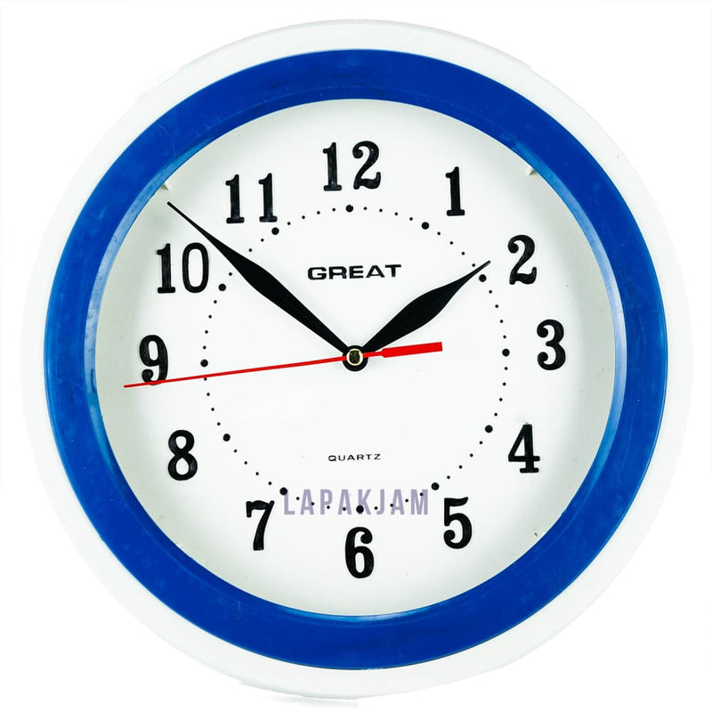 Jam Dinding Analog Polos Minimalis Great Biru JDGR555BIR