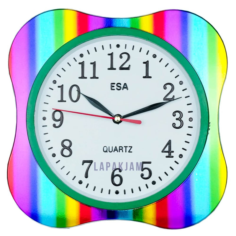 Jam Dinding Analog Polos Minimalis Esa Rainbow Hijau JDESA192RAIHIJ