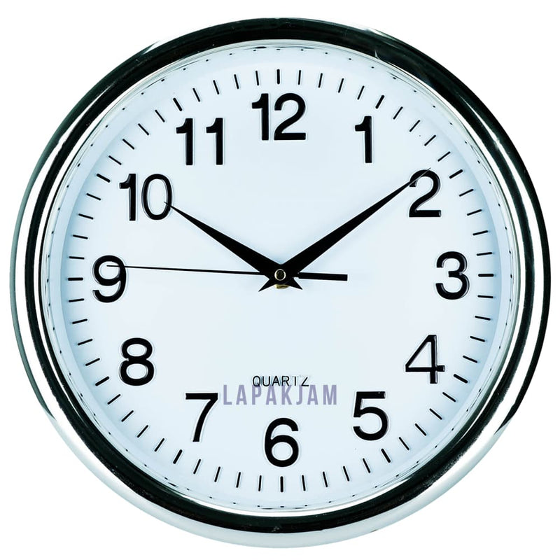 Jam Dinding Analog Polos Minimalis Remidi silver JDREMIRM-1373PSIL