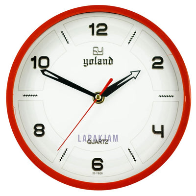 Jam Dinding Analog Polos Minimalis Alari Merah JDALARL26MER