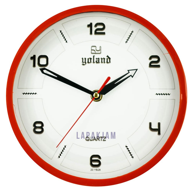 Jam Dinding Analog Polos Minimalis Alari Merah JDALARL26MER