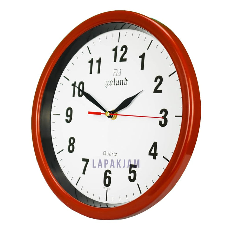 Jam Dinding Analog Polos Minimalis Alari Merah JDALAR2828PMER