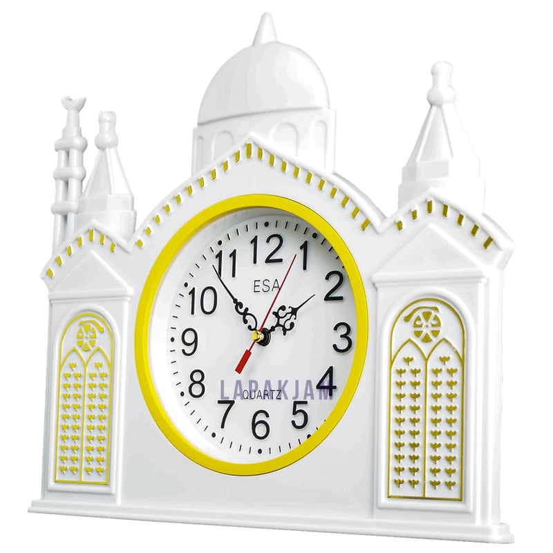 Jam Dinding Analog Kaligrafi Esa Putih Kuning JD018ESA348KUN