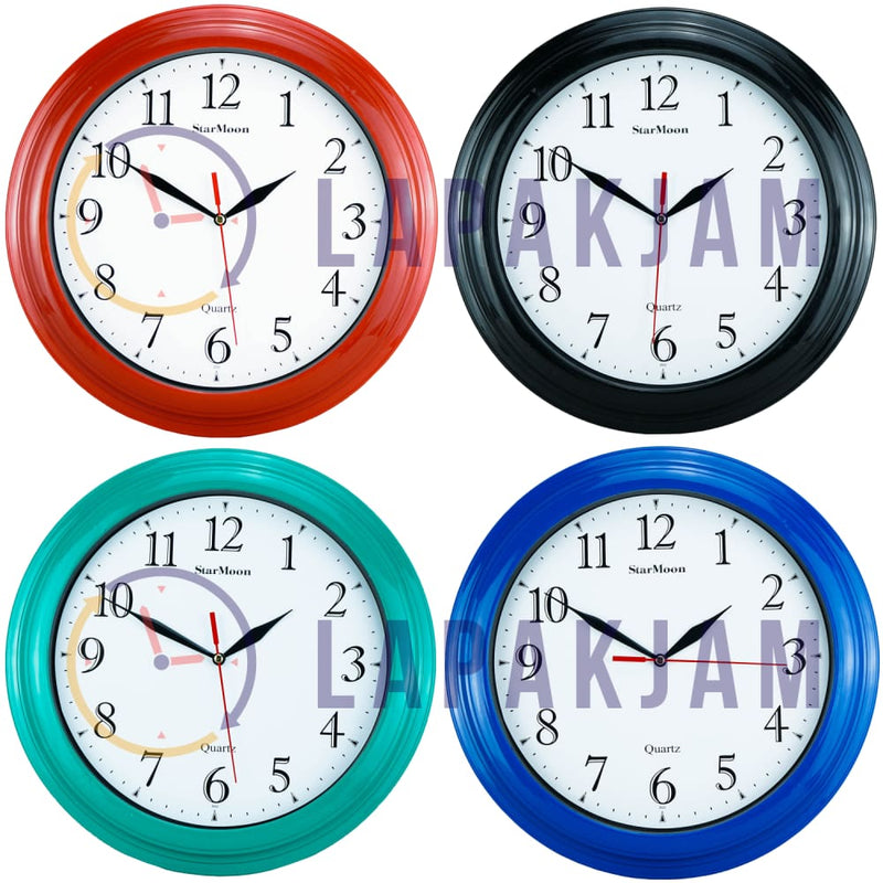 Jam Dinding Analog Polos Minimalis Starmoon Merah JDST2022MER