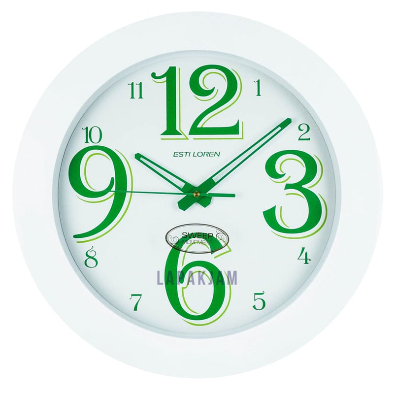 Jam Dinding Analog Polos Minimalis Estiloren White JDESTIPTS2155T1-5WHI