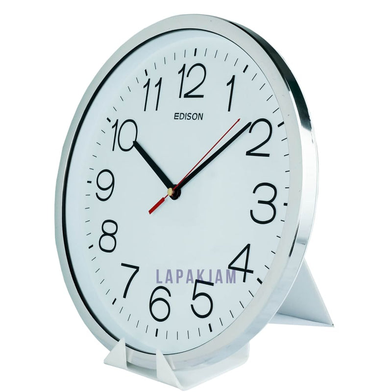 Jam Dinding Analog Polos Minimalis Edison Silver JDEDISEDWS28T26CHSIL