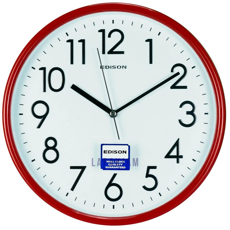Jam Dinding Analog Polos Minimalis Edison Merah JDEDISEDW315-T5MERPUT