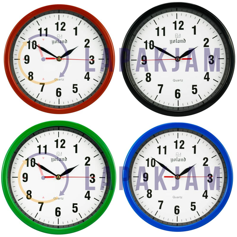 Jam Dinding Analog Polos Minimalis Alari Merah JDALAR2828PMER