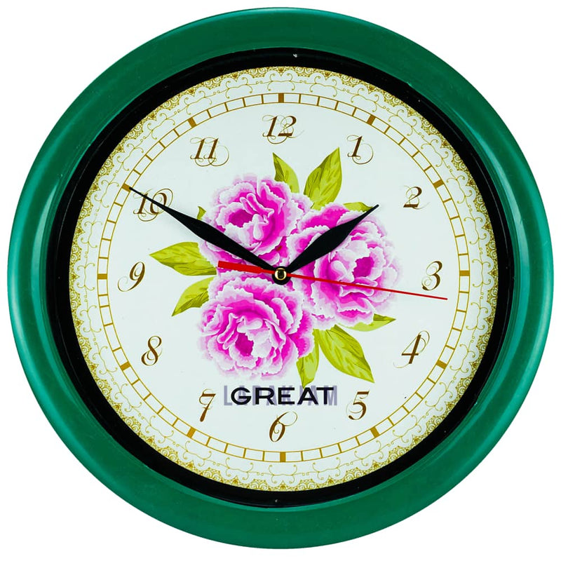 Jam Dinding Analog Bunga Great Hijau JD24GRE7-4HJ