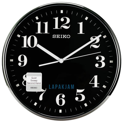 Jam Dinding Analog Polos Minimalis Seiko Hitam Chrome JDSEIKQXA697KHIT