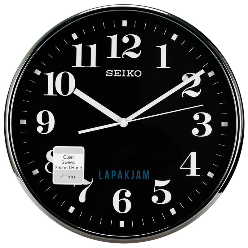 Jam Dinding Analog Polos Minimalis Seiko Hitam Chrome JDSEIKQXA697KHIT