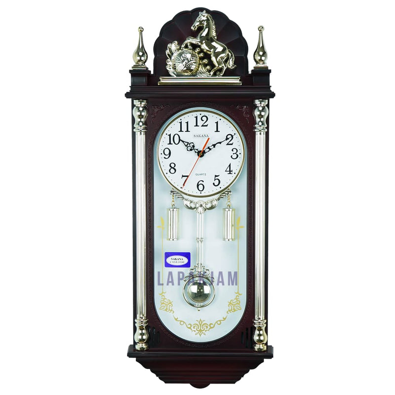 Jam Dinding Bell & Bandul Polos Minimalis Sakana Maroon Puith JDSA325MP