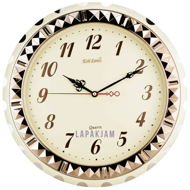 Jam Dinding Analog Permata/Feminim/Norak Estiloren Coklat JD53S279DRO