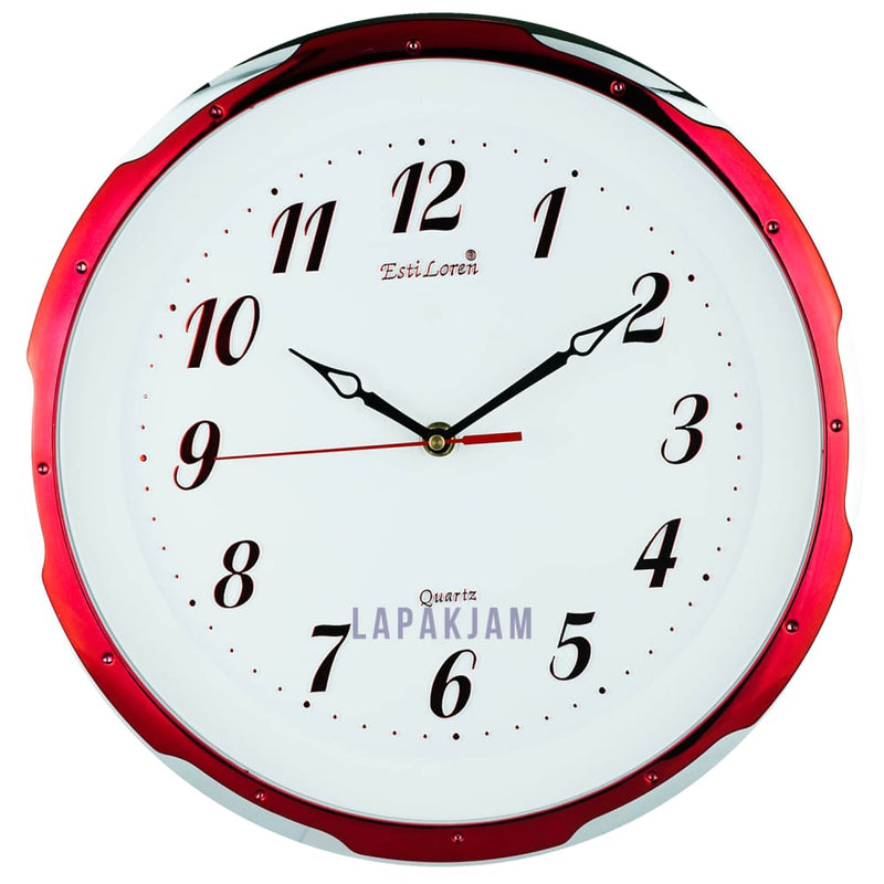 Jam Dinding Analog Polos Minimalis Estiloren Merah JDTICRS0DRE