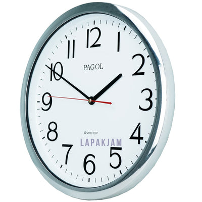 Jam Dinding Analog Chrome Kantor Pagol Silver Chrome JDPAPGWS3TCHSI