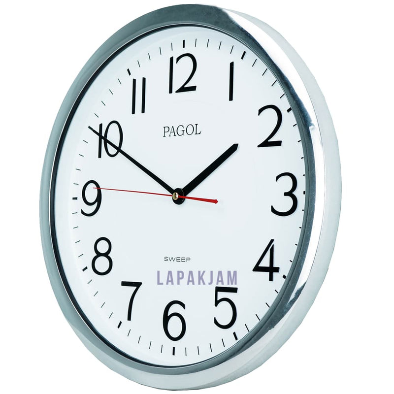 Jam Dinding Analog Chrome Kantor Pagol Silver Chrome JDPAPGWS3TCHSI