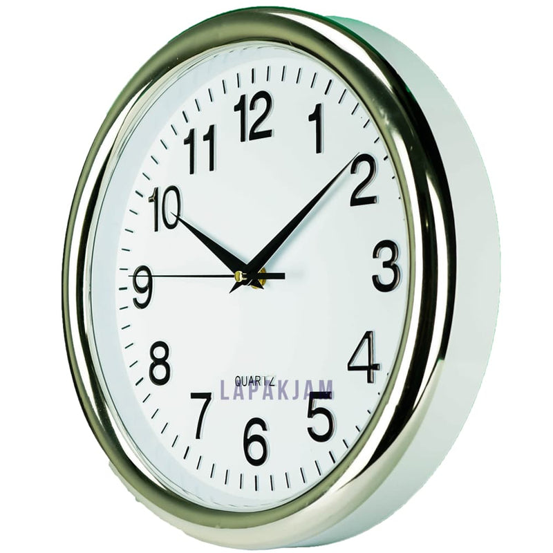 Jam Dinding Analog Polos Minimalis Remidi silver JDREMIRM-1373PSIL