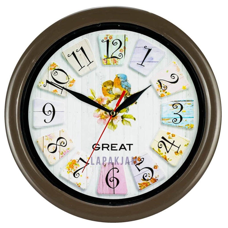 Jam Dinding Analog Bunga Great Coklat JDGREA777G-3COK