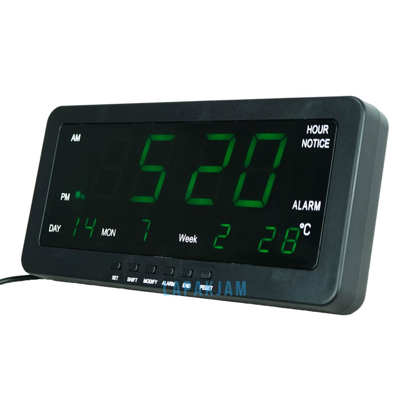 Jam Dinding Digital LED Polos Minimalis Esa Hijau JDES00HITHIJ