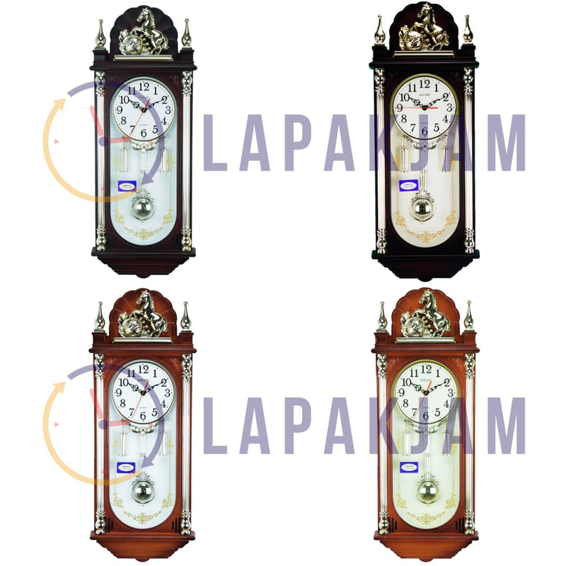 Jam Dinding Bell & Bandul Polos Minimalis Sakana Maroon Puith JDSA325MP