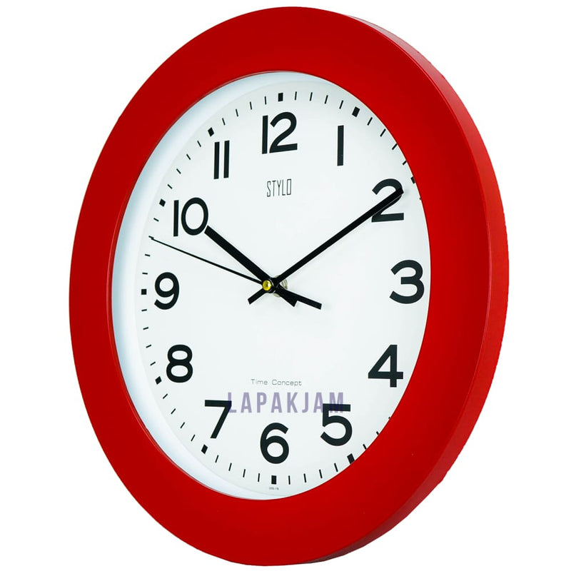 Jam Dinding Analog Polos Minimalis Stylo Merah JDST3252-17MER