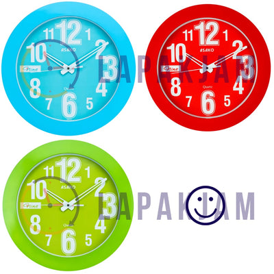 Jam Dinding Analog Polos Minimalis Asako Biru JDAKPT2P15BU