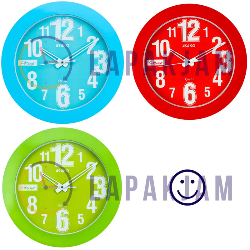 Jam Dinding Analog Polos Minimalis Asako Biru JDAKPT2P15BU