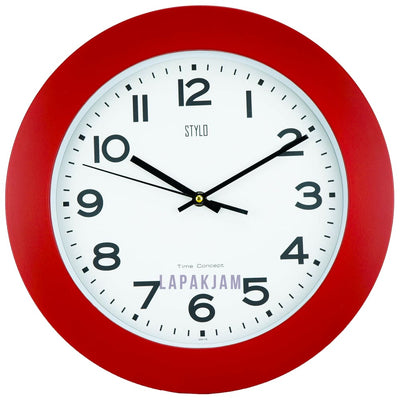 Jam Dinding Analog Polos Minimalis Stylo Merah JDST3252-17MER