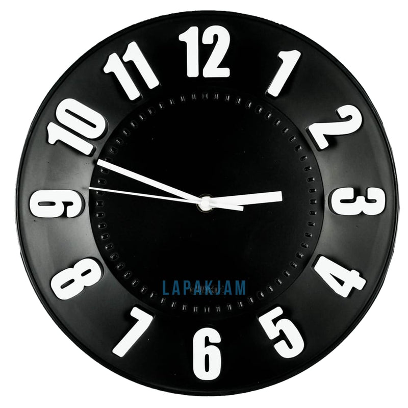 Jam Dinding Analog Polos Minimalis Kikai Hitam JDKIKAKK-9628HIT