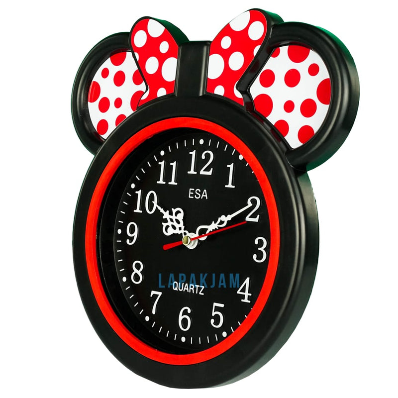 Jam Dinding Analog Karakter Anak Esa Hitam Merah JDESA163HITMER