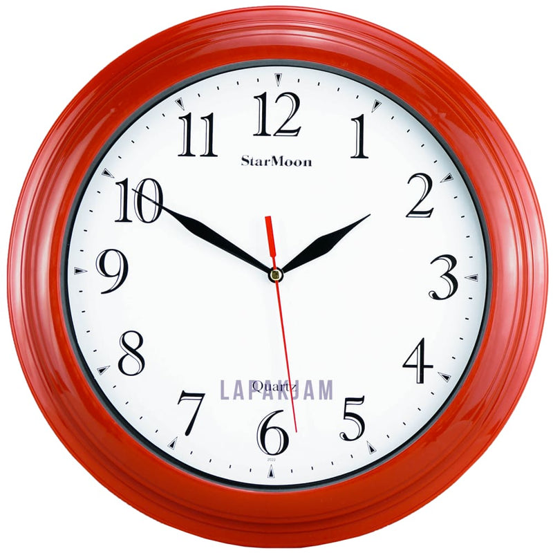 Jam Dinding Analog Polos Minimalis Starmoon Merah JDST2022MER