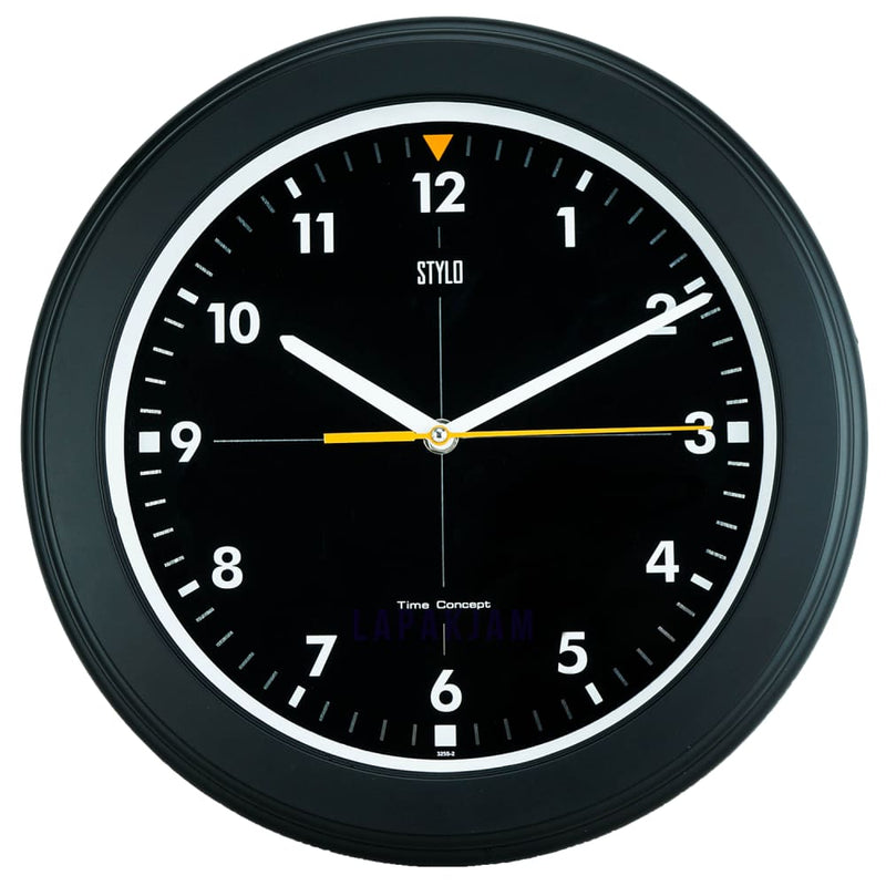 Jam Dinding Analog Polos Minimalis Stylo Hitam JDST3250-2HIT