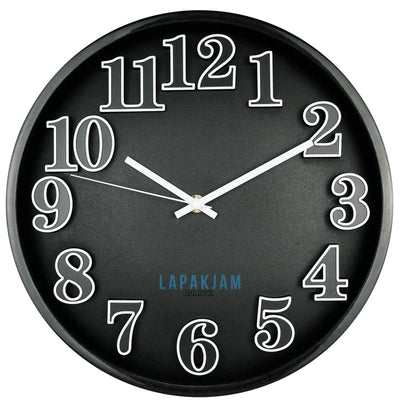 Jam Dinding Analog Polos Minimalis Platinum Hitam JDPLATPT-10772HIT