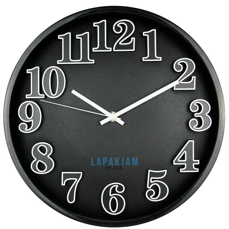 Jam Dinding Analog Polos Minimalis Platinum Hitam JDPLATPT-10772HIT