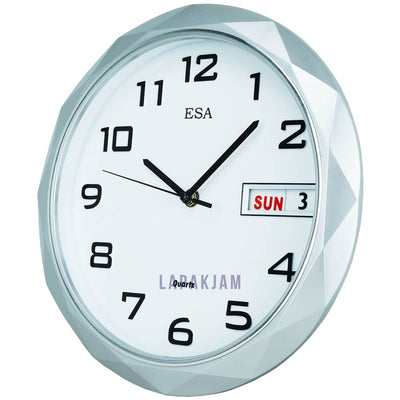 Jam Dinding Analog Chrome Kantor Esa Silver JD10ESA35SI