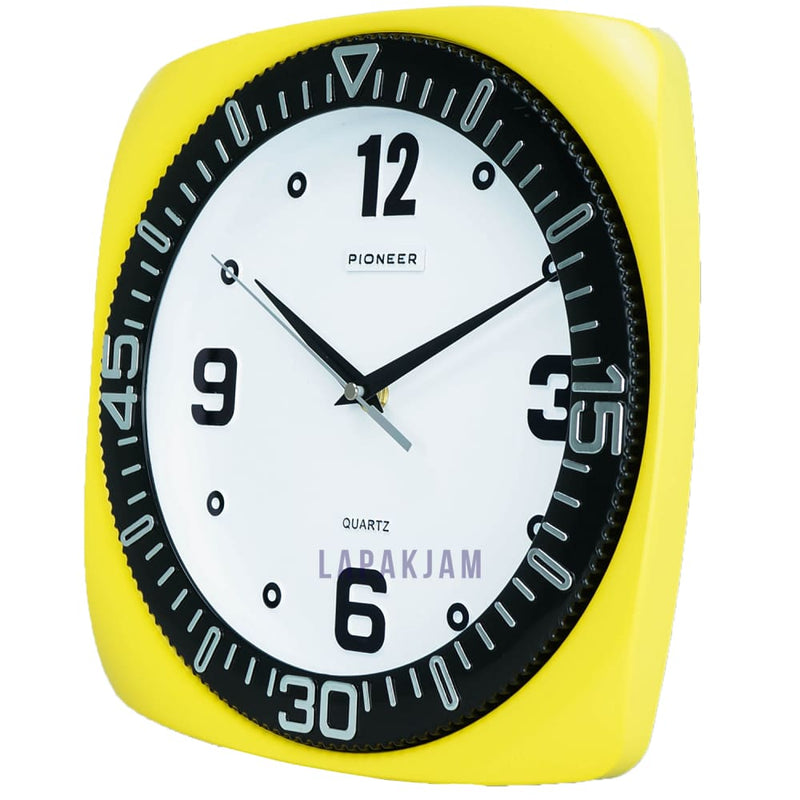 Jam Dinding Analog Polos Minimalis Pioneer Kuning JDPIHS122DWYEL
