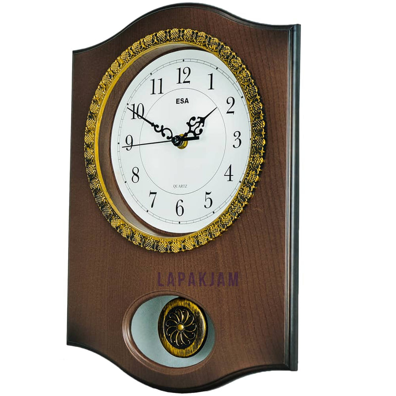 Jam Dinding Analog Permata/Feminim/Norak Esa Coklat JDES6037BRO